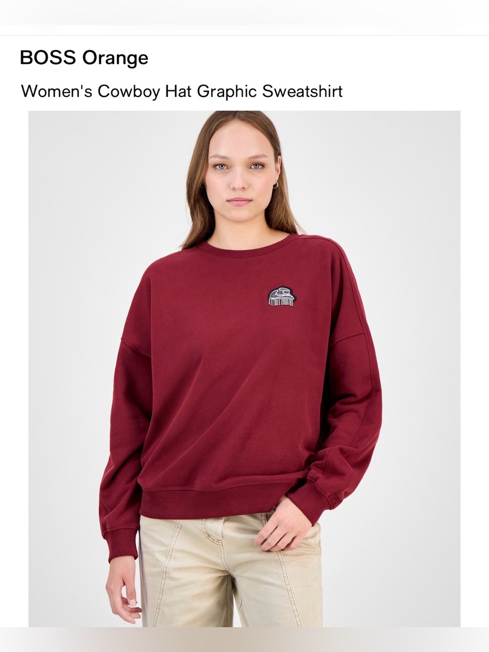BOSS Orange Women's Cowboy Hat Graphic Sweatshirt